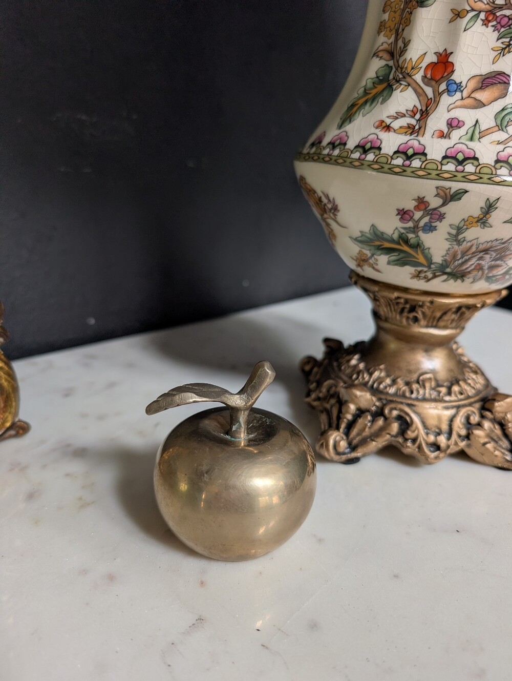Vintage Brass Apple Bell Paper weight Decor 2.75" x 2.5"
